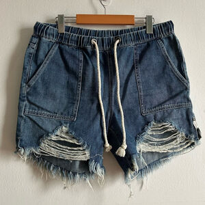 One Teaspoon Sz L Shabbie Denim Distressed Relaxed Short